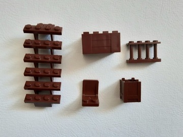 Klocki Lego brązowe schody skrzynka śmietnik płot