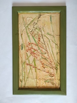OBRAZ Trawy Łąka Rośliny drewniana rama 30 x 50 cm