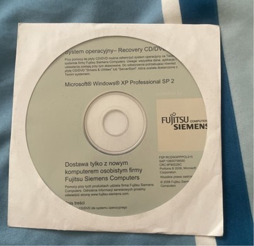 Płyta instalacyjna CD dysk Siemens Windows XP profesional