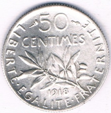 FRANCJA 50 cent 1918