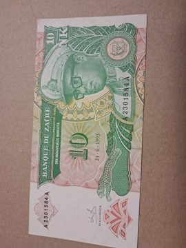 Afryka banknot 10 makuta 1993r  Zair  UNC