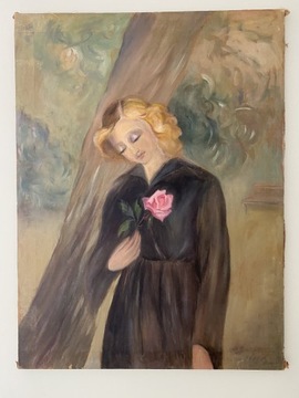 Apolonia Szczęsna dziewczyna z kwiatem olej 1956