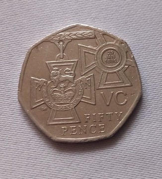 50 Pence Krzyż Wiktorii Ładny stan B.rzadka