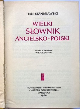 Wielki słownik angielsko-polski   Jan Stanisławski