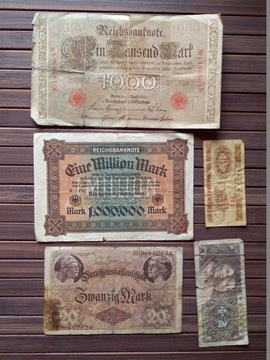 Stare banknoty 5 sztuk 