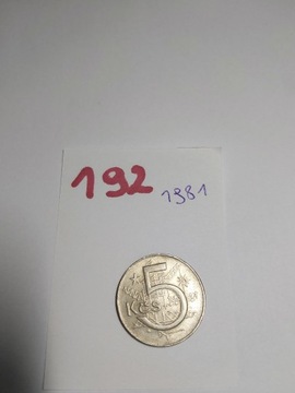 Moneta Czechosłowacja 5 koron 1966-1990