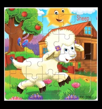 Nowe Drewniane Puzzle 3+ Baranek