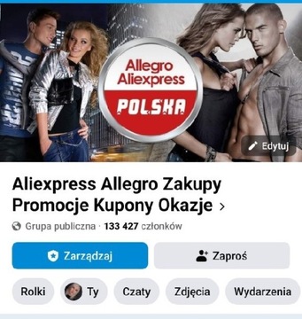 Grupa Facebook o tematyce Allegro i Aliexpress licząca 133tys. osób 