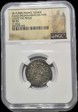 Carolingian Denar - Ludwik Pobożny - grading NGC