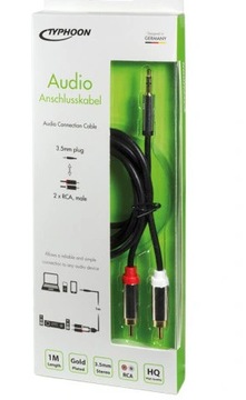 Kabel audio mini Jack 3,5mm 2x RCA Chinch pozłacan