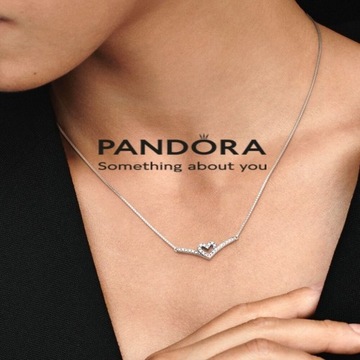 Pandora Naszyjnik Lśniące serce wishbone S925 45cm