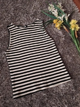 Bluzka croptop w paski biało-czarne marki Sinsay