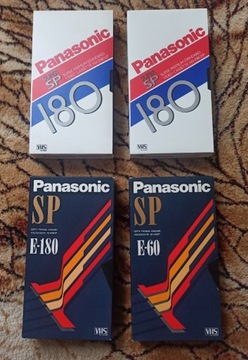 4 kasety VHS Panasonic NV, 2xE180SP, E180XP, E60XP