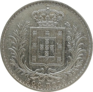 Portugalia 500 reis 1888, Ag KM#509