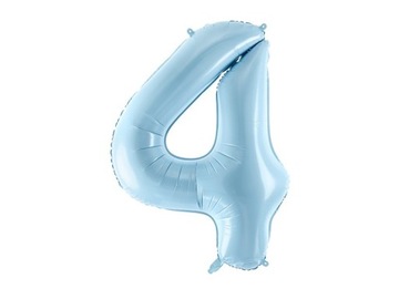 Balon foliowy cyfra "4" niebieski, pastelowy 86 cm
