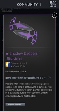 Shadow Daggers UltraViolet  FT / skin kosa cs go 2