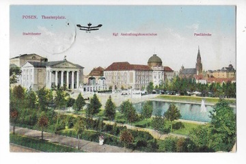 F108 Poznań -  Posen - Theaterplatz 1916 Feldpost