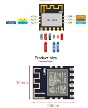 Moduł WiFi ESP-M3 ESP8266 do modułów RP2040