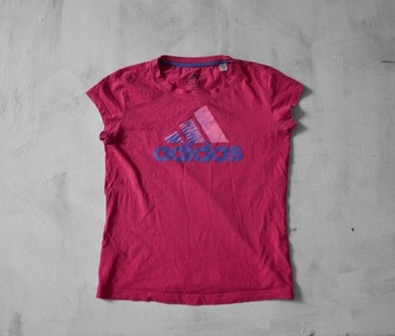 bawełniana koszulka adidas print logo M/L różowa k