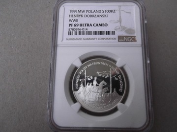 100000 zł. 1991 Hubal  NGC PF69