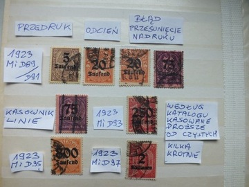 8szt. znaczki Mi D89 Niemcy 1923r. DIENST Rzesza