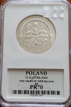 10 zł. 1000 lat Wrocławia   z  2000 Gcn pr70