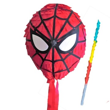 Zestaw piniata SpiderMan 32cm + kij + GRATIS