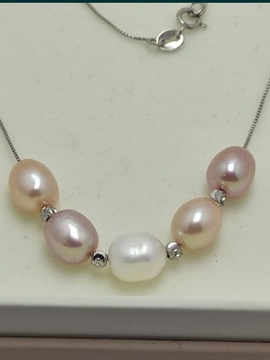 Naszyjnik srebrny z perłami naturalnymi 