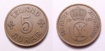 Islandia 5 aurar 1942 r.