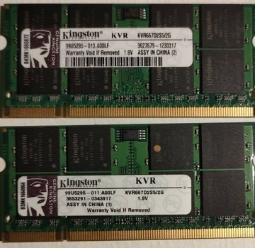 2 x ddr2 - 2GB Kingston KVR667D2S5