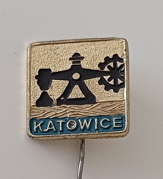 Stara przypinka PRL metalowy znaczek Katowice
