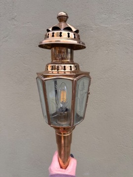 Miedziana lampa powozowa z początku XX wieku