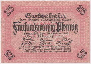 Nimptsch (Niemcza), 25 Pf, 29.10.1919 (64565)