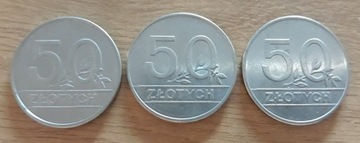 50 złotych 1990 (3 sztuki)