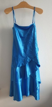 Sukienka koktajlowa niebieska do kolan rozmiar S
