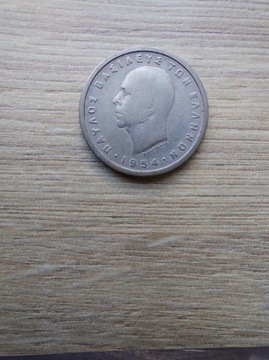 Grecja 1 drachma 1954 stan II król Paul I