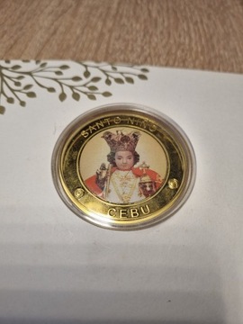 Medal Santo Nino de Cebu pozłacany z Filipin