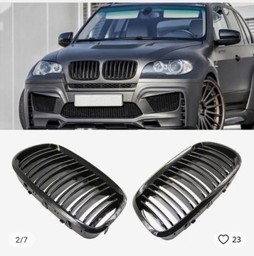 Nerki atrapa grill CZARNY POŁYSK BMW X5 E70 X6 E71