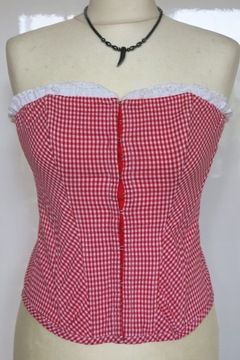 NEW LOOK gorset top haftki retro pin up kratka L