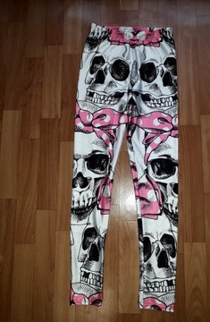 S. Legginsy sportowe. Pin up pink rock czaszka 