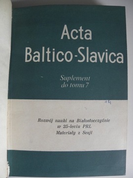 Acta Balto-Slavica, suplement do tomu 7