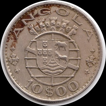ANGOLA, 10 escudo 1970, KM# 79, VF