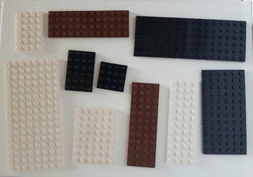 Klocki Lego płytki plate brązowe białe czarne