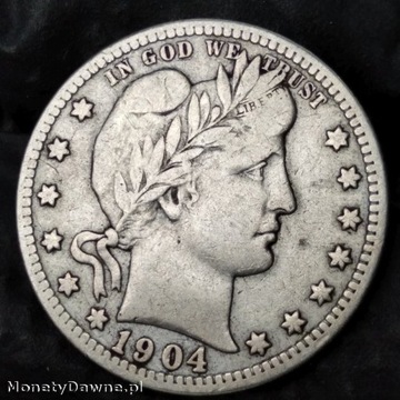 25 centów 1904 (Barber QUARTER), USA