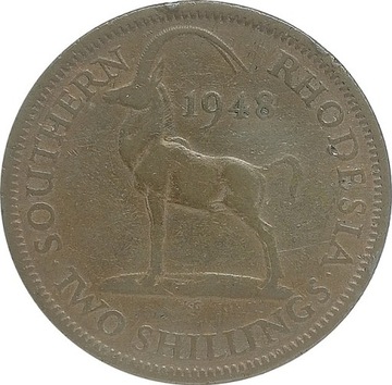 Rodezja Południowa 2 shillings 1948, KM#23