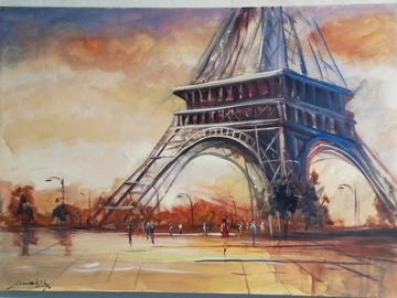 ,,Świt w Paryżu,, 70x50cm obraz olejny Artur Sudak