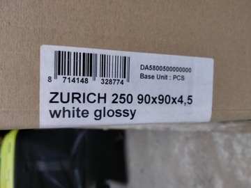 Biały brodzik ZURICH 250 90x90x4,5 white glossy