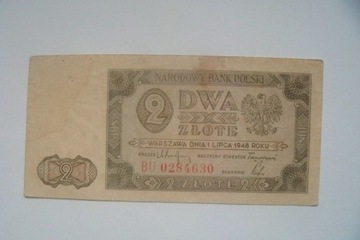 POLSKA Banknot 2 złote 1948 r. seria BU