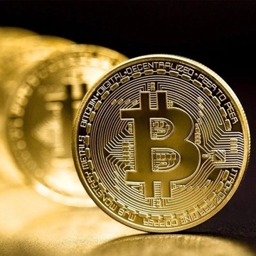 Pozłacana Bitcoin moneta pamiątka wielki prezent 