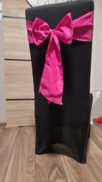 Kokarda różowa na krzesło satynowa 15 x 275 cm